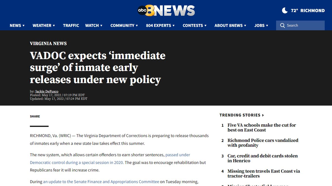 VADOC expects ‘immediate surge’ of inmate early releases under new ...